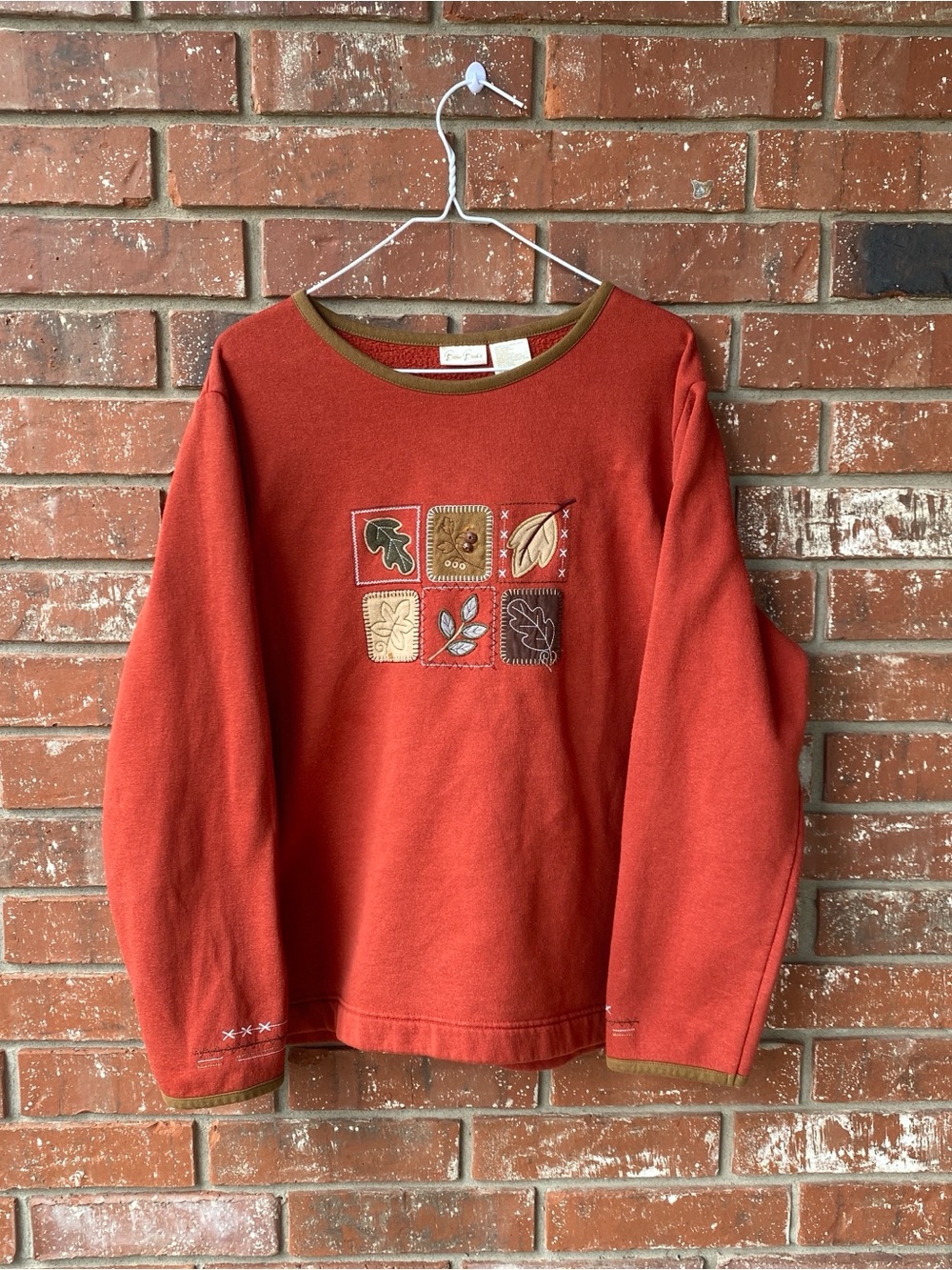 Burnt Orange Embroidered Crewneck Sweater